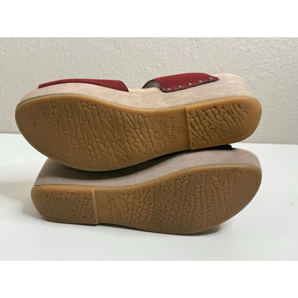 Dansko Selma Leather Red Wedge Platform Shoes 2 Buckled Straps Sandals Size 40 - Picture 9 of 14